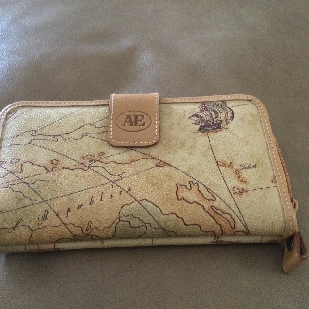 Allan Edward Map Leather trim Wallet